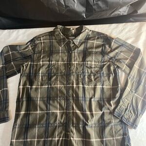 Carhartt Plaid Button-Up Shirt army green color